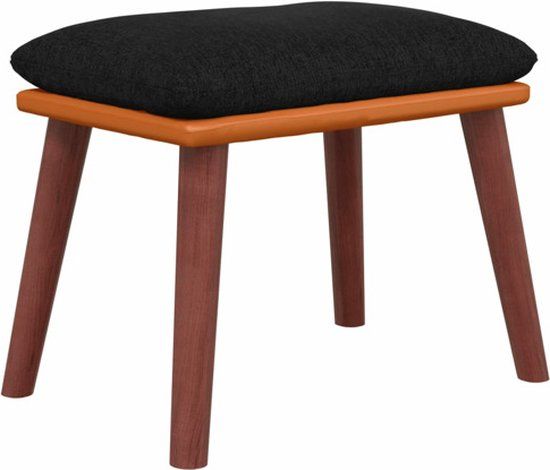 vidaXL Voetenbank 45x29,5x35 cm stof en kunstleer zwart