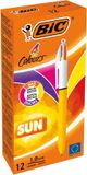 BIC 4 Colours Sun balpen, 0,32mm, 4 fashion inktkleuren, lichaam geel, DOOS VAN 12
