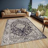 Hanse Home Mahat Oosters tapijt, loper, oosters klassiek, geweven met vintage rand, licht glanzend, plat weefsel voor slaapkamer, eetkamer, woonkamer, hal, zwart, 80 x 165 cm