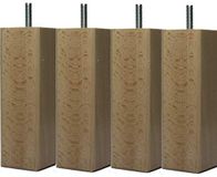 Margot Scandinavische zachtheid vierkante lattenbodem poten, 4 stuks, hout, natuurlijk gelakt, 7 x 7 x 20 cm