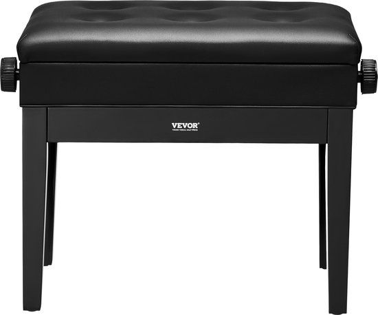 VEVOR Pianobank, 56 x 34 x 49 cm, Pianobank, Keyboard Pianostoel, 49-58 cm Hoogte Verstelbaar, Gevoerd Kussen, Opbergvak voor Muziekboeken, Houten Pianokrukzitting, voor Kaptafel, Woonkamer