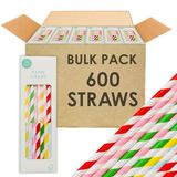 Talking Tables 600 stuks wegwerprietjes van gestreept papier voor verjaardag, bruiloft, feest, catering, bar, rood, wit, blauw, geel