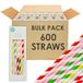Talking Tables 600 stuks wegwerprietjes van gestreept papier voor verjaardag, bruiloft, feest, catering, bar, rood, wit, blauw, geel