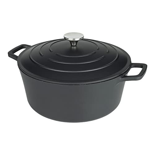 Commichef XR-728BK 28cm Cast Aluminum Round Casserole Dish - Black