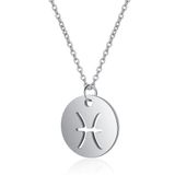 LGT JWLS Lookinggoodtoday Sterrenbeeld Vissen Dames Ketting Zilverkleurig Ronde Hanger