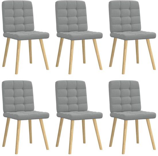 vidaXL Eetkamerstoelen 6 stuks stof lichtgrijs