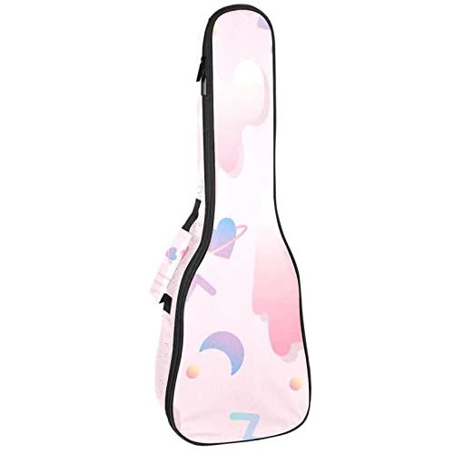 Mersov Concert Ukelele Rugzak, Heavy Duty Ukelele Case Tas met Opslag, Sopraan Concert Tenor Ukelele 10MM Gewatteerde BagBlack SheepsGirly Love Graffiti Planet Roze