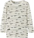 NAME IT Jongens Lange Mouwen Shirt NMMWANG WOOL RIB LS TOP AOP Gestreept Wolwit 110