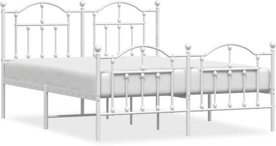 vidaXL Bedframe - Metaal - Wit - 140x190 cm
