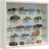 VDD Home - Vitrinekastje - Staande hangende wandvitrine - glasplanken 50 x 4,5 cm - Schuifdeuren - Wit