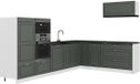 Vicco Hoekkeuken Fame-Line, Vert-Or Landhuis/Blanc, 327 x 227 cm sans plan de travail