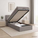 vidaXL - Ottoman bed met matras met hoofdeinde Taupe 80 x 200 cm Stof