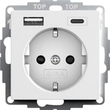Gira Systeem 55 Dubbele USB Wandcontactdoos Met Kindbeveiliging - Wit - 245927