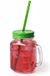 Merkloos / Sans marque Makito Western Europe Mason Jar drinkbekers - glas - dop groen met rietje - 500 ml - afsluitbaar - fruit shakes