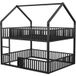Lit superposé enfant en métal 140 x 200 cm noir avec escalier et porte ouvrante