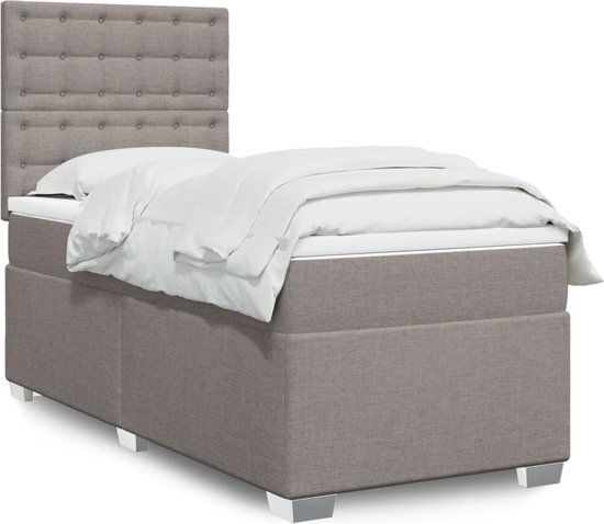 vidaXL Boxspring met matras stof taupe 90x190 cm
