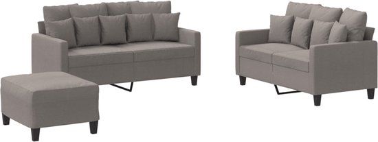 VidaXL 3-delige Loungeset met kussens stof taupe