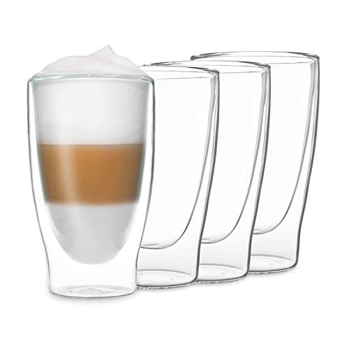 DUOS DUOS® Latte macchiato glazenset 4 x 400 ml - Dubbelwandig glas