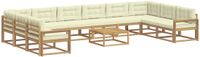 vidaXL - Bank loungeset - 10 zitplekken - Wit en crème - Acacia hout