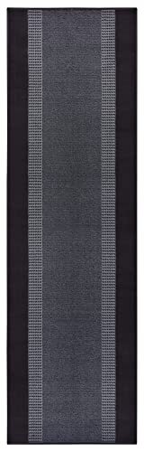 Hanse Home Tapijtloper band 80 x 300 cm - tapijtloper zacht laagpolig tapijt, modern design, loper voor hal, slaapkamer, kinderkamer, badkamer, woonkamer, keuken, decoratiefant, zwart