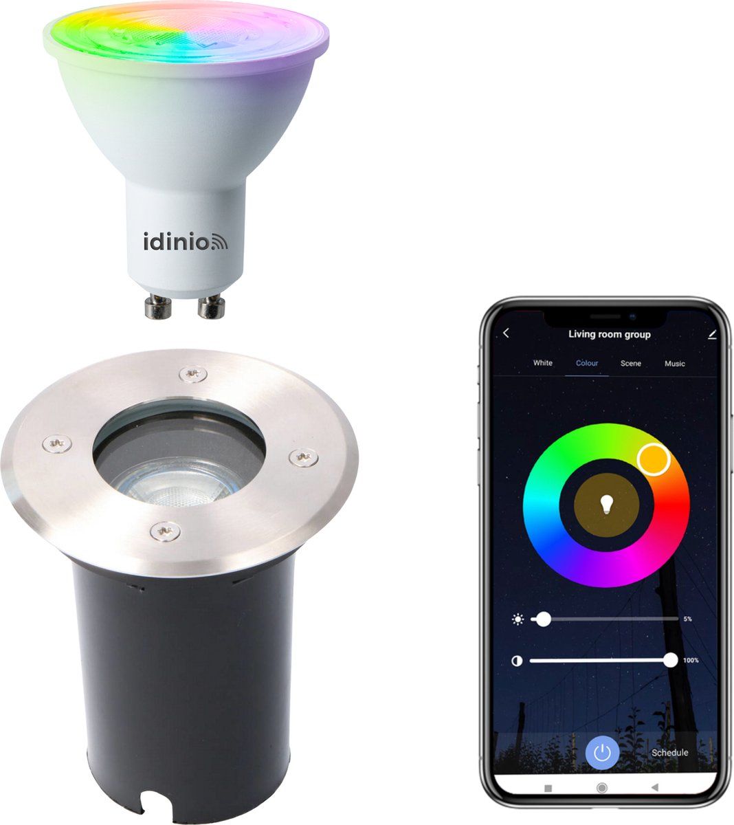 Proventa HeavyDuty LED Grondspot IP67 - Rond - WIFI - Multicolor - RVS