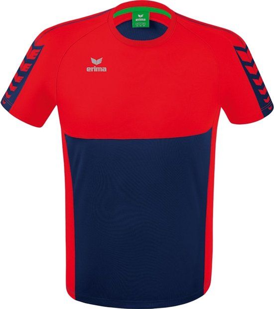 Erima Six Wings T-Shirt Kinderen - New Navy / Rood - Maat 164
