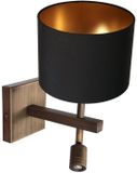 Steinhauer Wandlamp Stang 4890BR brons met zwart linnen kap