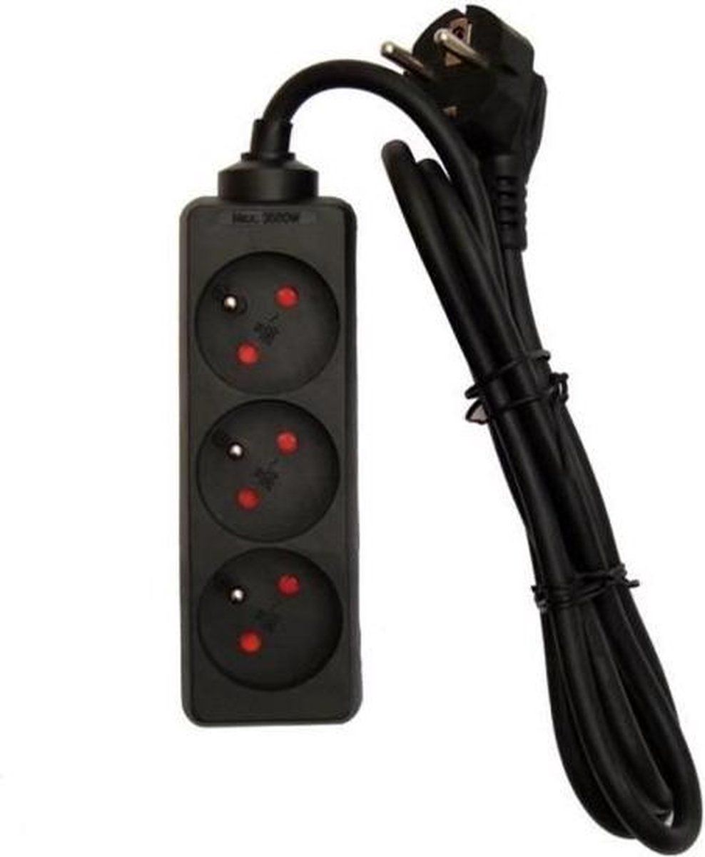 Chacon Stekkerdoos 3 stopcontacten 16A 1,5m zwart