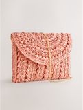 Next Dames Clutch Imitatie-Raffia Oranje
