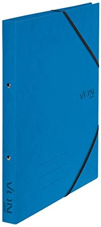VON Leitz 30120035 Ringband A4, karton, met 2 ringen en elastische sluiting, 25 mm rugbreedte, voor 140 vellen, ringmechanisme, voor school, studie en thuis, blauw