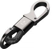 Skipper D-Clip Karabijnhaak Sleutelhanger van imitatieleer cadeau voor vrouw man zwart 8747 - Zwart