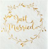 Santex Servetten Just Married goud - 20 stuks