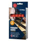LYRA L4020017, LYRA permanente marker rood 1-4 mm, voor professionele markeringen op gladde en ruwe oppervlakken, 10 markers in doos