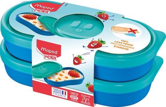 Maped Picnik Snackbox - 0.15L - Blauw/Groen - 2 Stuks