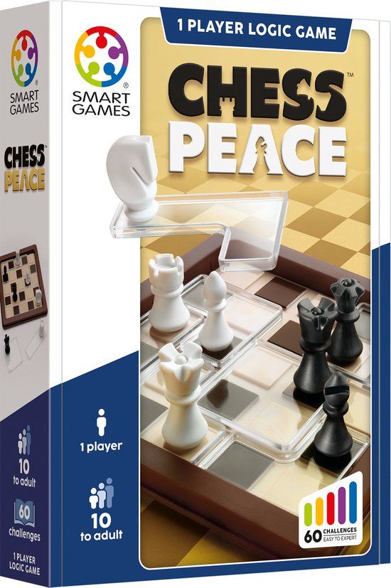 SmartGames Chess Peace - Logisch Denkspel met Schaakregels - 60 Educatieve Strategie Uitdagingen - IQ Breinbreker & Solospel - Vanaf 8 Jaar