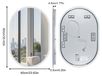 Miroir de bain ovale à LED 90x60 cm - Sans cadre - 3 températures de couleur - Anti-buée - Bluetooth
