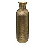 Atmosphera Bloemenvaas Antique Dorado - goud - bewerkt metaal - 15 x 46 cm - flessenhals model - Design vaas