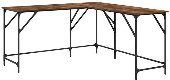 vidaXL Bureau gerookt eiken 149x149x75 cm bewerkt hout