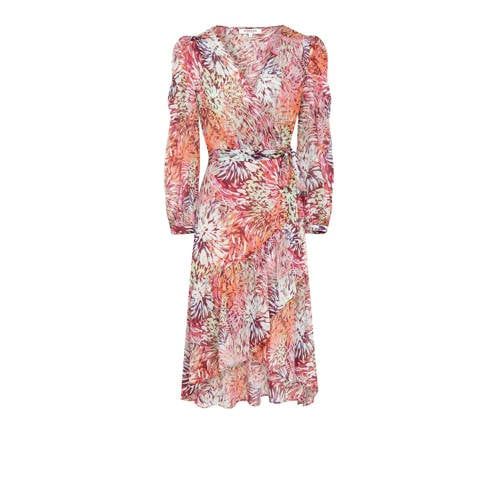 Morgan wrap dress with all-over print and ruffles multi