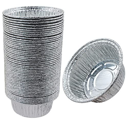 leyangamz Aluminium schalen rond aluminium schaal grill druppelschalen grillschaal aluminium ovenschaal -50 stuks wegwerpschalen van aluminiumfolie, taartschaal, voor bakken, koken, kleine containers 12 x 10 cm, 4 cm 250 ml