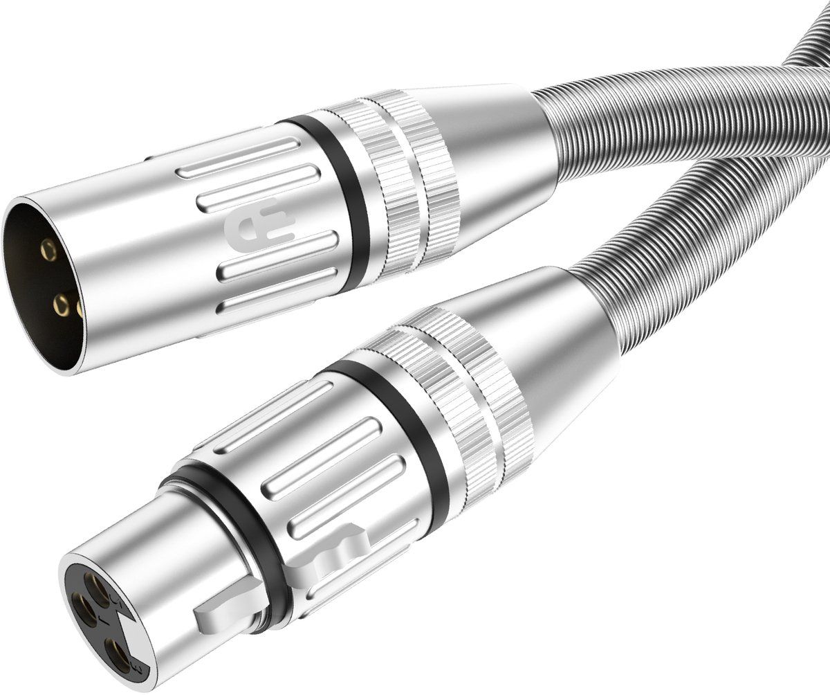 Drivv. Premium XLR Kabel - Microfoon kabel - Mannelijk naar Vrouwelijk 3 pin - 2 Meter - Zilver
