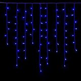 Elektronova Lichtgordijn met 120 leds, 3 m, blauw licht, witte kabel, IP65, verlengbaar, met hangende draden in afwisselende lengtes (30-70-40-60 cm) voor watervaleffect