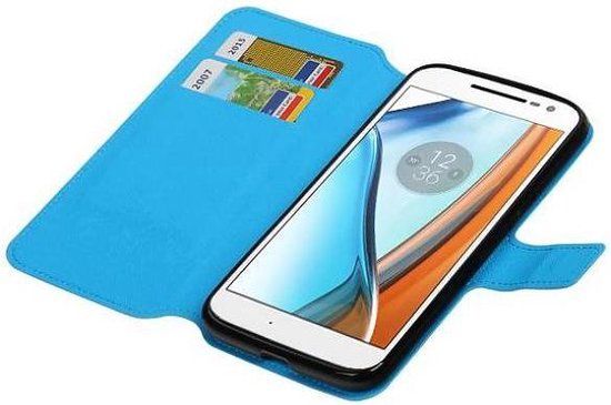 BAOHU Motorola Moto G4 / G4 Plus Case - Cross Pattern TPU Bookstyle Wallet - Blue