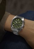 Timex Expedition Capstone Chronograph Quartz Chronograaf Horloge Zilverkleurig En Groen Kast Gemaakt Van 100% Roestvrij Staal En Een Armband Van 100% Roestvrij Staal 41 TW2Y61200AJ, TW2Y61300AJ