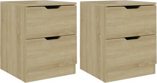 vidaXL Nachtkastjes - 2 stuks - 40x40x50 cm - Bewerkt Hout - Sonoma Eikenkleurig