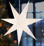 BRUBAKER 3D Étoile de Noël suspendue - Étoile en papier pour fenêtre avec douille E14 - Étoile de l'Avent de 60 cm avec motif décoratif - Set d'étoiles lumineuses de Noël avec câble de 3,5 m - À suspendre - Blanc