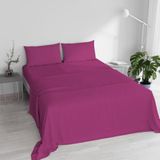 Italian Bed Linen Elegante beddengoedset (plat 240x270, hoeslaken 170x200cm+2 kussenslopen 50x80cm), fuchsia, dubbel