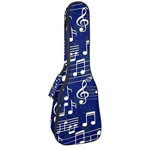 Mersov Concert Ukelele Rugzak, Heavy Duty Ukelele Case Tas met Opslag, Sopraan Concert Tenor Ukelele 10MM Gewatteerde Tas Wit Muzikale Note Royal Blue