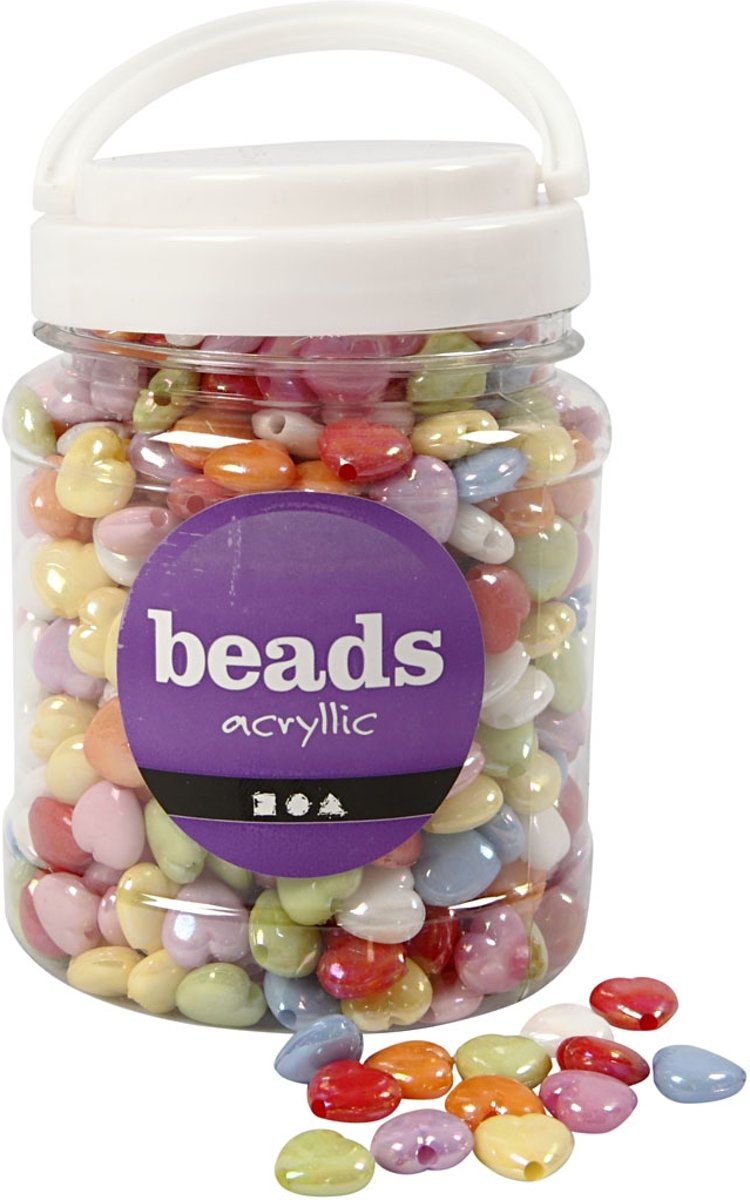 Creotime Plastic kralen - 15x15 mm - Multicolor - 700 ml