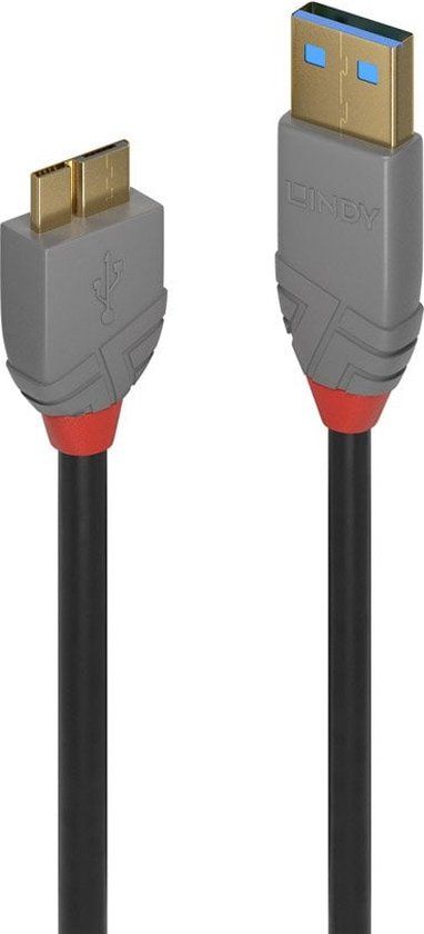 LINDY 36767 USB-kabel USB 3.2 Gen1 USB-A stekker, USB-micro-B 3.0 stekker 2.00 m Zwart